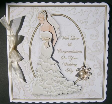 Ivory Bride 8x8 Square Card Front with Decoupage by Davina Rundle