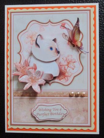 Kitten Butterfly & Lilies Card & Decoupage by Davina Rundle