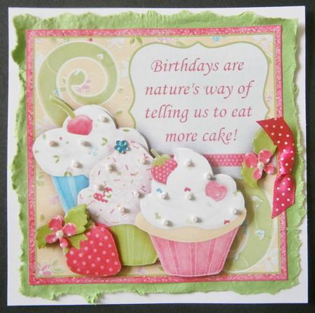 Birthday Cupcakes - Eat More Cake Topper & Decoupage by Davina Rundle