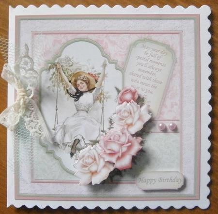 Vintage Lady on Swing 8x8 Mini Kit & Decoupage by Davina Rundle