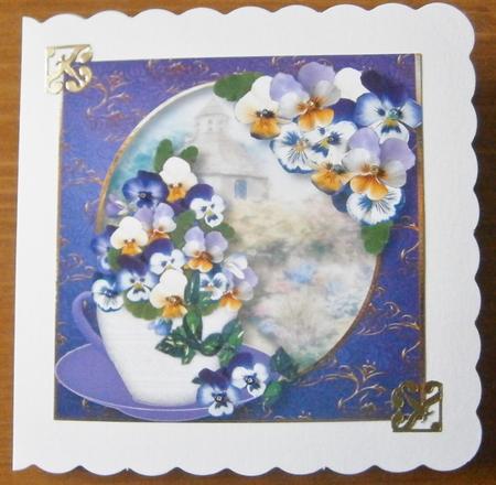Pretty Pansies in a Teacup by Davina Rundle