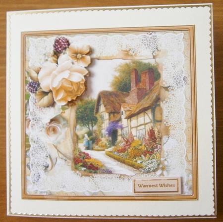 Village House 7x7 Card with Decoupage by Davina Rundle