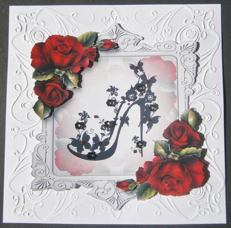 Red Roses & Silhouette, Shaped Topper by Davina Rundle
