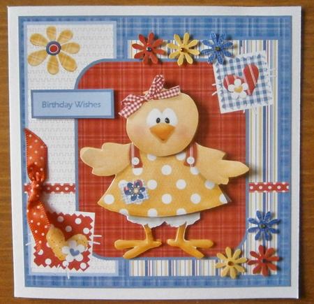 Chickens Hayday Card Front with Decoupage by Davina Rundle