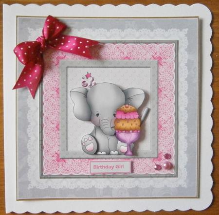 Elephant Party Time 7x7 Card with Decoupage by Davina Rundle