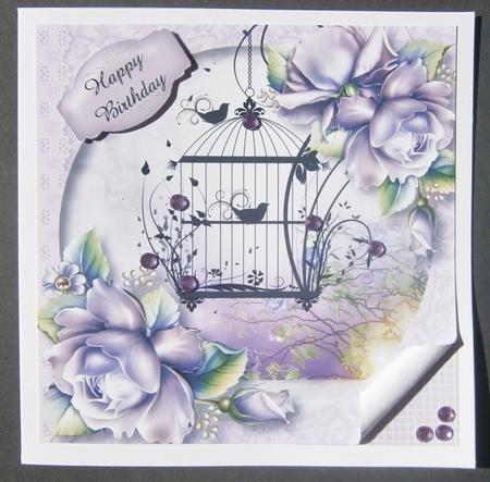 Lilac Roses & Vintage Birdcage by Davina Rundle