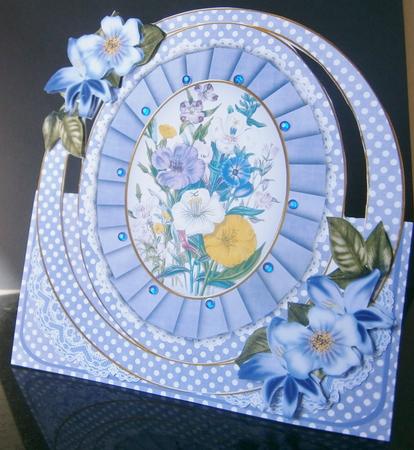 Blue Floral Bouquet Oval Over 3D Mini Card Kit by Davina Rundle