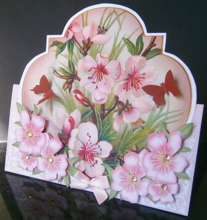 Pink Cherry Blossom Fancy Over 3D Mini Card Kit by Davina Rundle