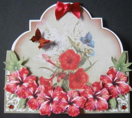 Red Hibiscus Fancy Over 3D Mini Card Kit by Davina Rundle