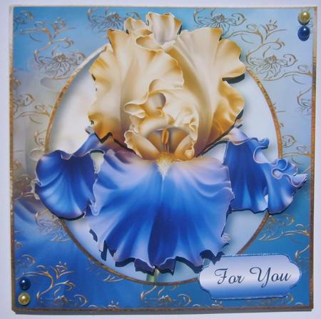 Stunning Blue Iris with Decoupage by Davina Rundle