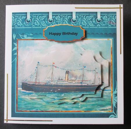 Vintage Liner Ship Card with Shaped Layers by Davina Rundle