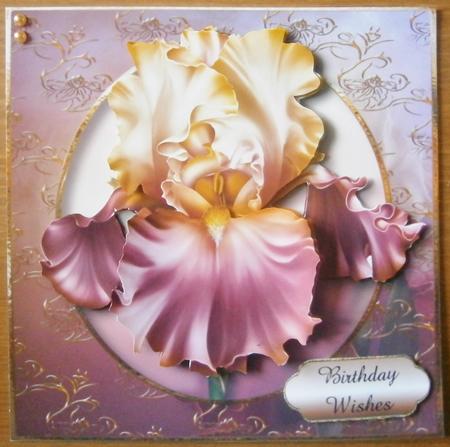 Beautiful Pink Iris with Decoupage by Davina Rundle
