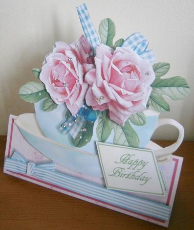 Teacups & Flowers Stand Alone Easel Kit - Sugar Rose by Davina Rundle