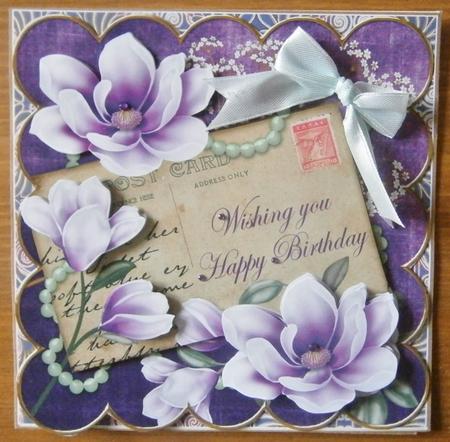 Dark Purple Magnolia Happy Birthday 6in Step by Step by Davina Rundle