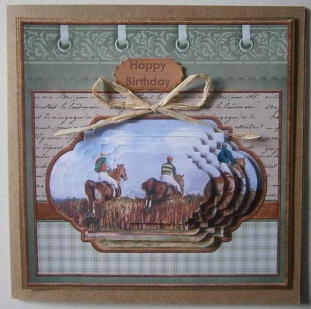 Horse Racing the Jump Men Birthday Father's Day Quick Card by Davina Rundle
