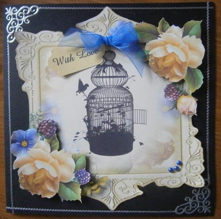 Soft Yellow Roses & Silhouette, Shaped Topper by Davina Rundle