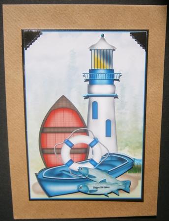 Male Card Lighthouse/fishing by Davina Rundle