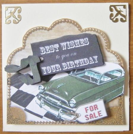 Green Car Birthday Scallop Decoupage Step by Step by Davina Rundle