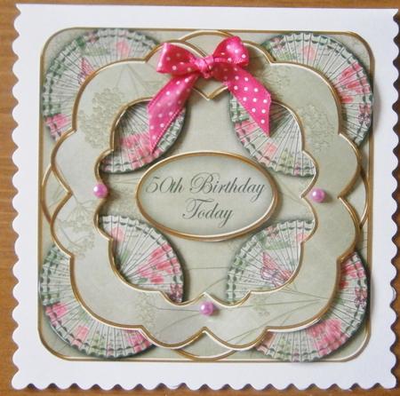 Olive Pink Sweet Peas 50th Birthday 3D Rosette Topper by Davina Rundle