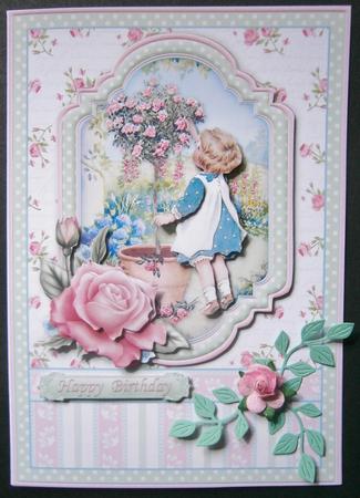 Tending the Rose Bush Vintage Card Topper & Decoupage by Davina Rundle