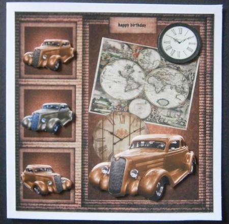 Male Card Vintage Car & Worldmap by Davina Rundle