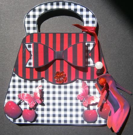 Black and Red Cherry Handbag Shaped Card Kit by Davina Rundle