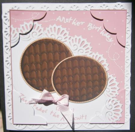8 x 8 Chocolate Biscuits Birthday Scalloped Corner Topper by Davina Rundle