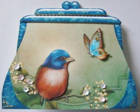 Small Handbag Shape Card Bird by Davina Rundle