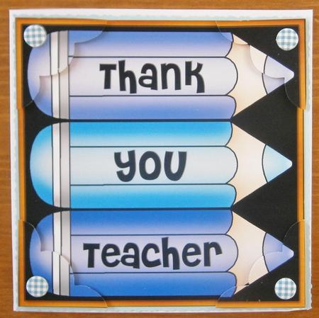 8 x 8 Thank You Teacher Pencils Scalloped Corner Topper by Davina Rundle