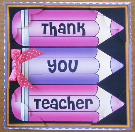 8 x 8 Thank You Teacher Pencils Scalloped Corner Topper by Davina Rundle