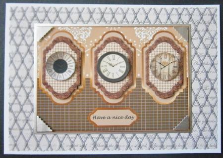 3 Panel Vintage Clocks Male Card by Davina Rundle