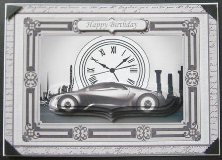 Pewter Sports Car Card Topper & Pyramage by Davina Rundle