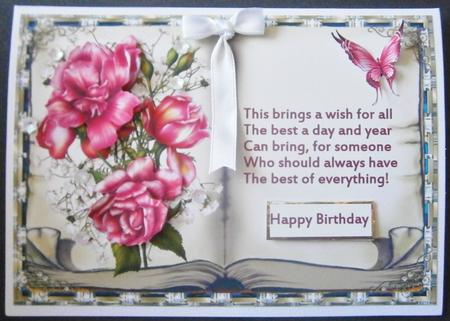 Pink Rose Book Topper Card with Decoupage by Davina Rundle