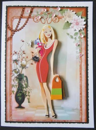 Fashionista! and Her Pup Card Front and Decoupage by Davina Rundle