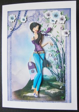 Fashionista! in Purple Card Front and Decoupage by Davina Rundle