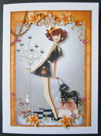 Fashionista! in Black and Orange Card Front and Decoupage by Davina Rundle