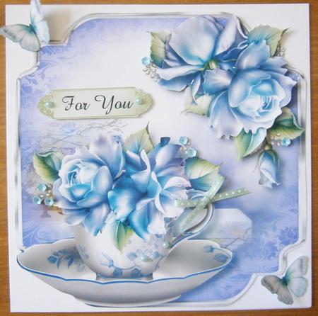 Teacup, Saucer & Porcelain Roses - Shaped Topper by Davina Rundle