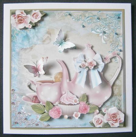 Retro Chic the Teapot Card Front Kit by Davina Rundle
