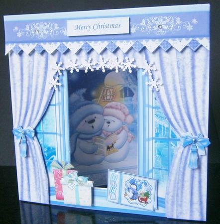 Singing Snowmen Christmas Window Aperture 8x8 Mini Kit by Davina Rundle