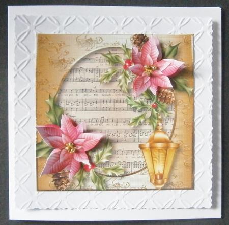 Pink Poinsettia Christmas Lantern & Sheet Music by Davina Rundle