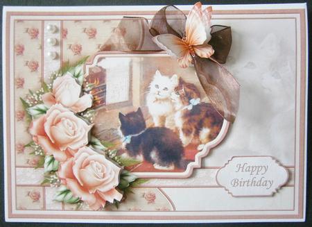Vintage Kittens by Fireside Card Topper & Decoupage by Davina Rundle
