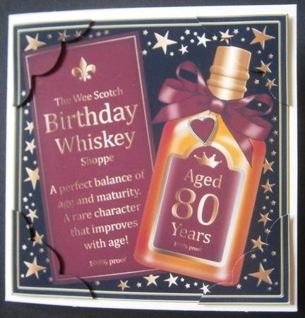 8 x 8 80th Birthday Whisky Scalloped Corner Topper by Davina Rundle