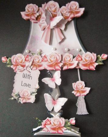 Beautiful Pink Rose Lamp and Shade Card Kit by Davina Rundle