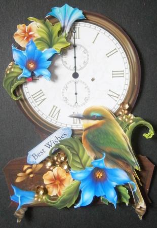Fabulous Floral Clock Shaped Card - Songbird by Davina Rundle