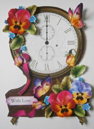 Fabulous Floral Clock Shaped Topper - Pansies by Davina Rundle