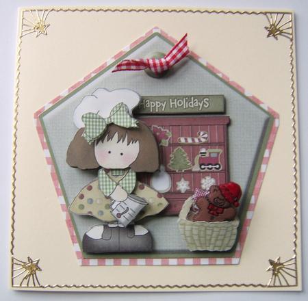 Cute Christmas Bake Girl Decoupage Topper by Davina Rundle