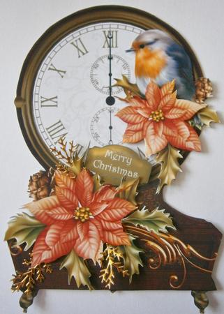 Vintage Clock Shaped Christmas Topper - Robin by Davina Rundle