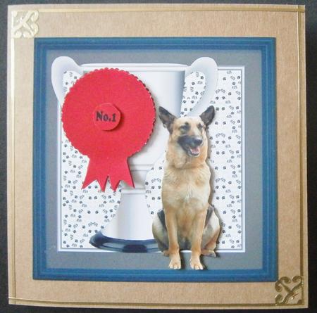 German Shepherd Trophy and Rosette 8x8 Card by Davina Rundle