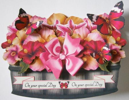 Basket Shape Card Hibiscus by Davina Rundle