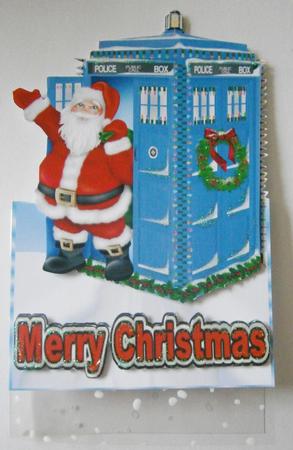 Santa Who in His Tardis Over the Edge Card by Davina Rundle